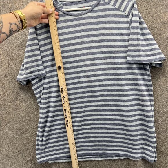 John Varvatos USA Shirt Mens Large Gray Stripe Short Sleeve Crewneck Cotton - Picture 6 of 9